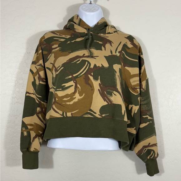 Polo Ralph Lauren Sweaters - Polo Ralph Lauren British Camo Hoodie Sweatshirt Oversized Fleece Cropped XXS‎